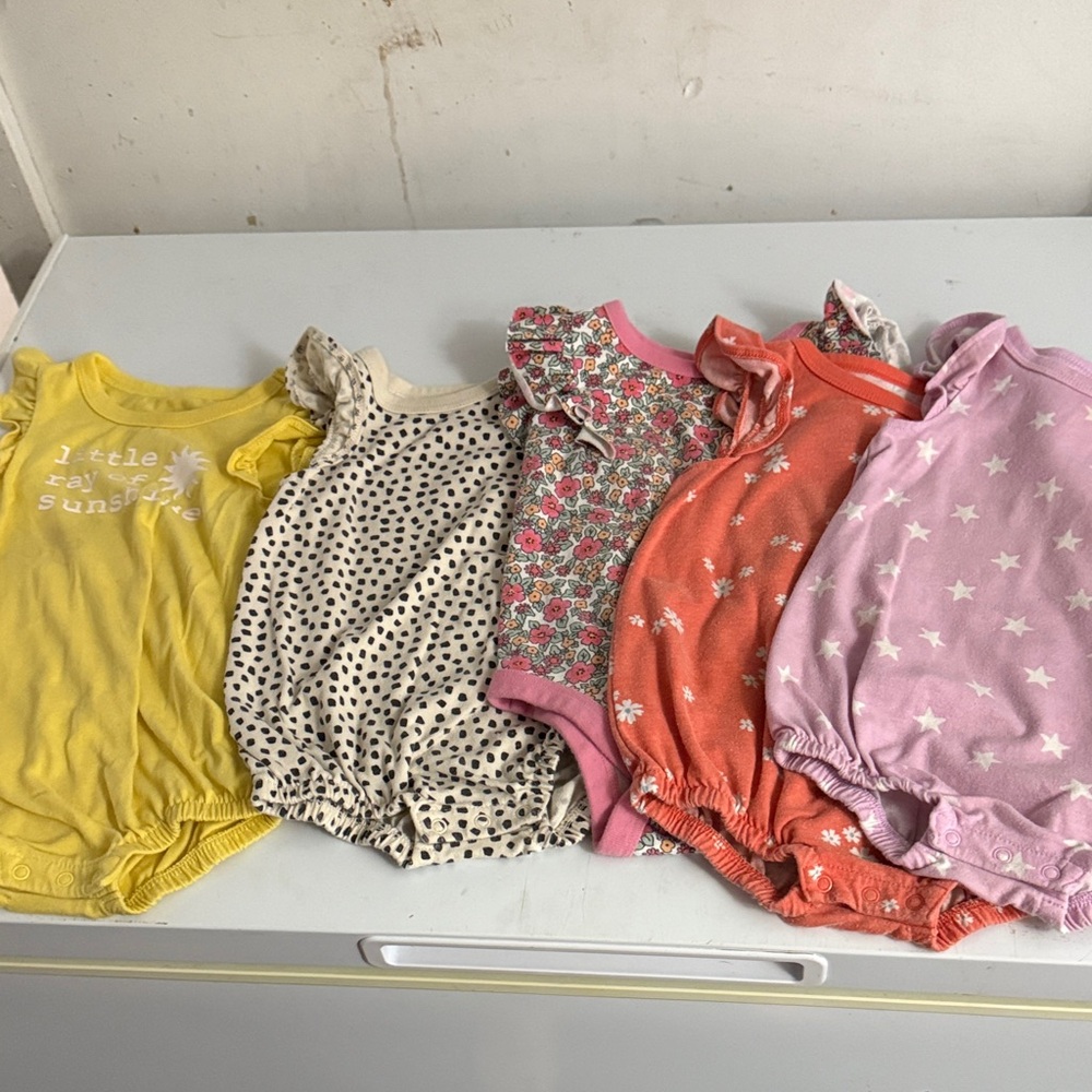 Assorted Baby Rompers - Yellow, Cream, Pink, Orange, Purple